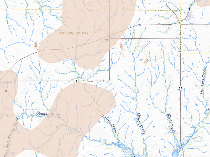 Radar-estimated hail-size map of the storm over Dwight, KS on Apr 23, 2026