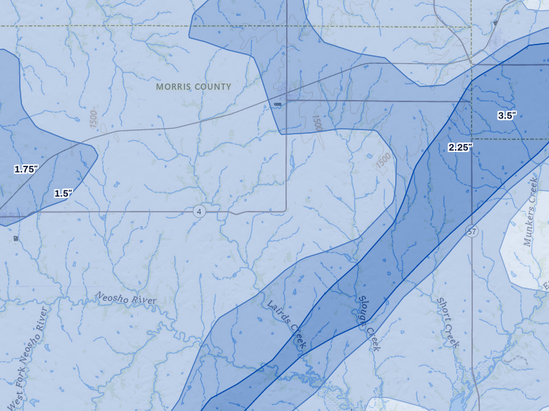 NEXRAD radar-signature map of the hail over Dwight, KS