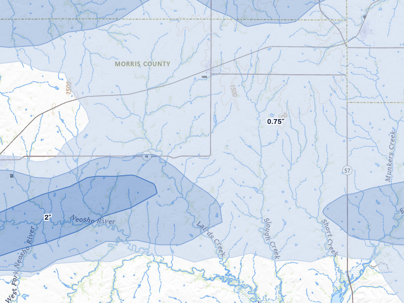 NEXRAD radar-signature map of the hail over Dwight, KS
