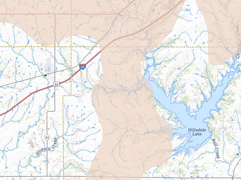 Radar-estimated hail-size map of the storm over Edgerton, KS on Apr 26, 2026