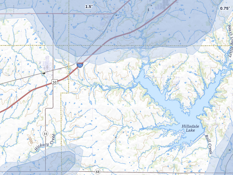 NEXRAD radar-signature map of the hail storm over Edgerton, KS on Jun 8, 2026