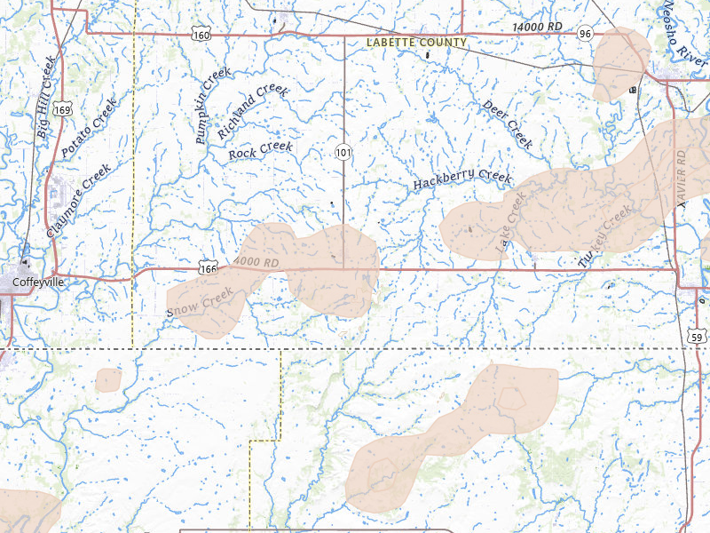 Radar-estimated hail-size map of the storm over Edna, KS on Apr 28, 2026