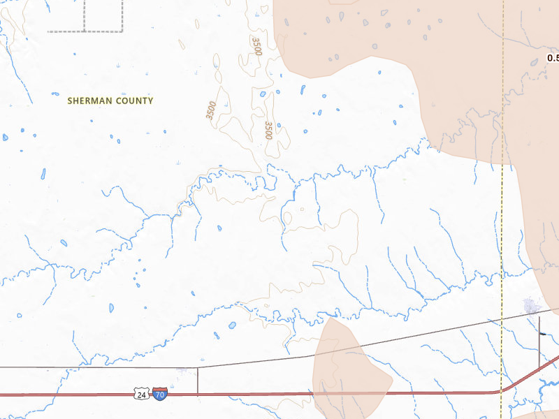 Radar-estimated hail-size map of the storm over Edson, KS on Jun 24, 2026