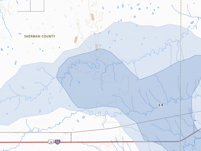 NEXRAD radar-signature map of the hail storm over Edson, KS on Jul 3, 2026
