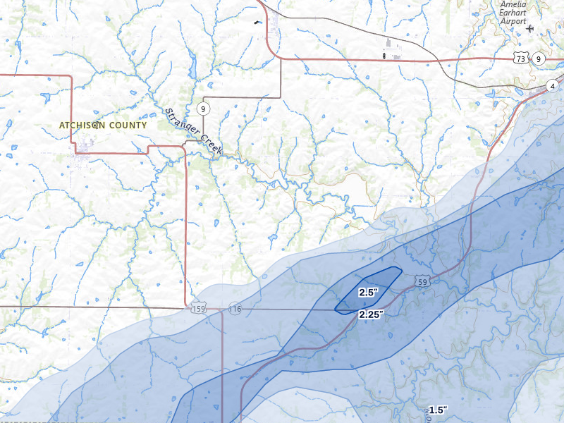 NEXRAD radar-signature map of the hail over Effingham, KS