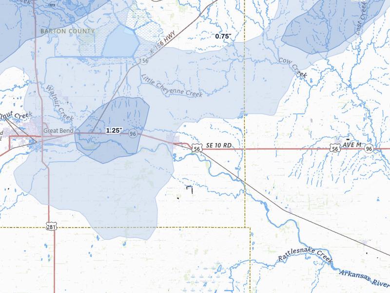 NEXRAD radar-signature map of the hail storm over Ellinwood, KS on May 17, 2026