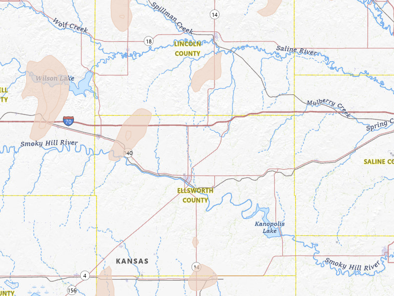 Radar-estimated hail-size map of the storm over Ellsworth, KS on May 29, 2026