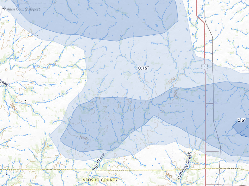 NEXRAD radar-signature map of the hail storm over Elsmore, KS on Jun 8, 2026