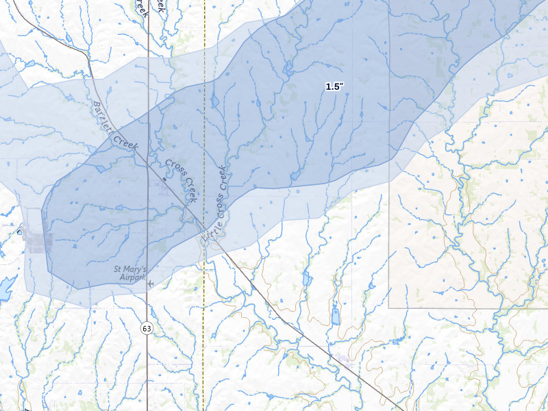 NEXRAD radar-signature map of the hail storm over Emmett, KS on Jul 3, 2026