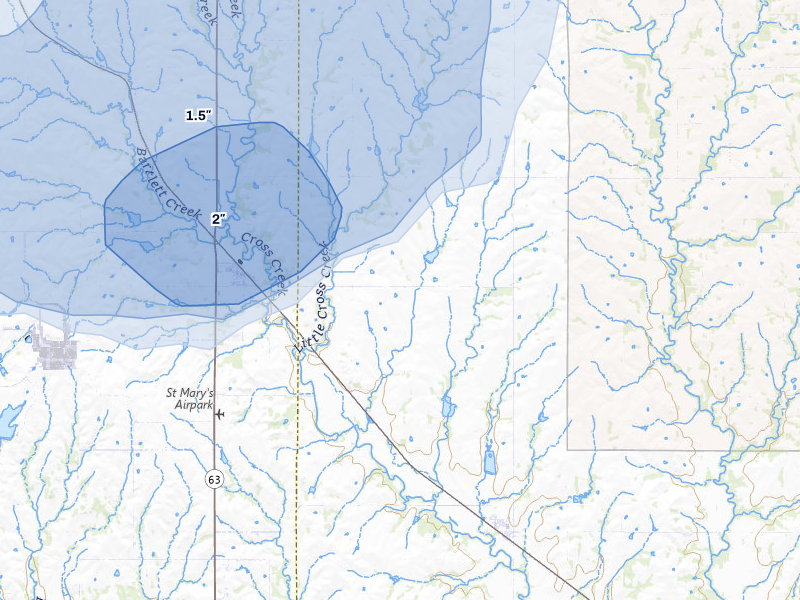 NEXRAD radar-signature map of the hail over Emmett, KS