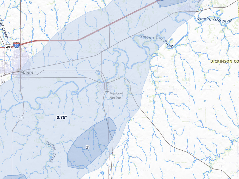 NEXRAD radar-signature map of the hail storm over Enterprise, KS on Mar 5, 2026