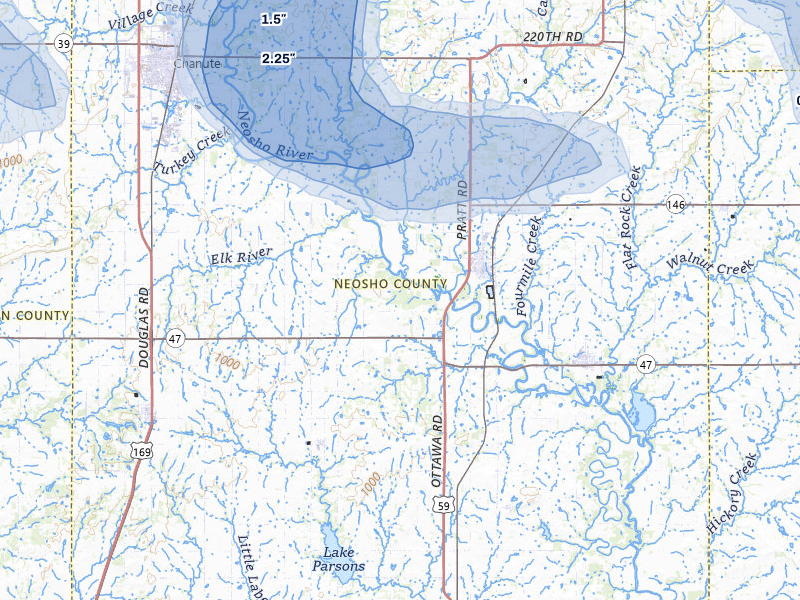 NEXRAD radar-signature map of the hail storm over Erie, KS on May 30, 2026