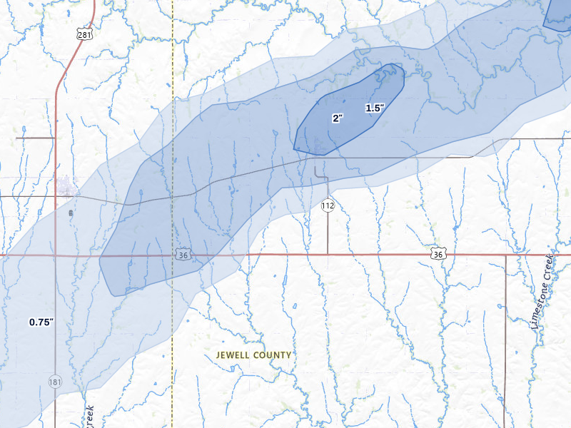 NEXRAD radar-signature map of the hail storm over Esbon, KS on May 17, 2026