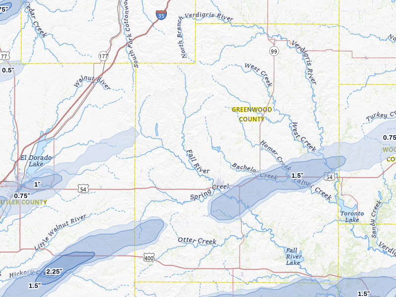 NEXRAD radar-signature map of the hail over Eureka, KS