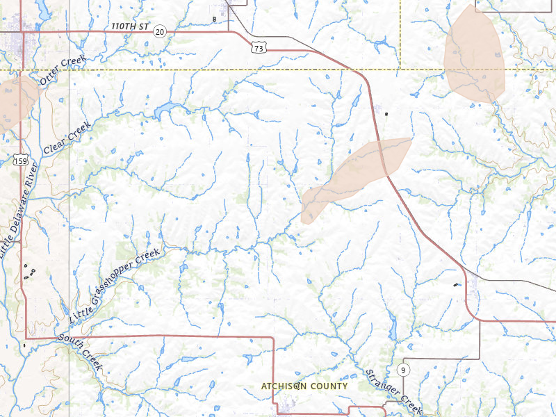 Radar-estimated hail-size map of the storm over Everest, KS on May 18, 2026