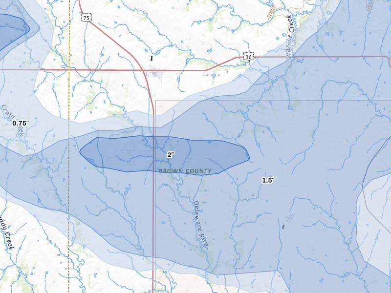 NEXRAD radar-signature map of the hail storm over Fairview, KS on May 16, 2026