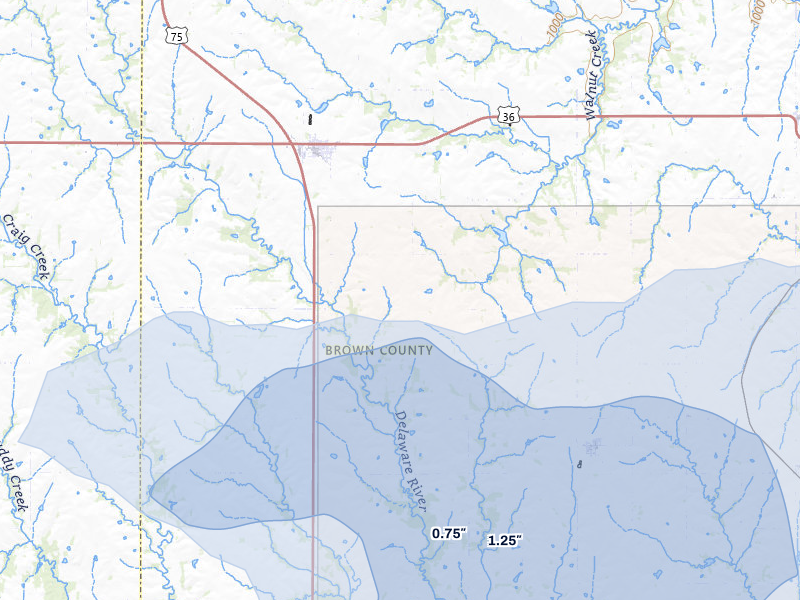 NEXRAD radar-signature map of the hail storm over Fairview, KS on Aug 15, 2026