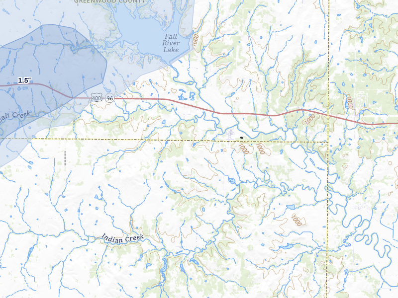 NEXRAD radar-signature map of the hail storm over Fall River, KS on May 31, 2026