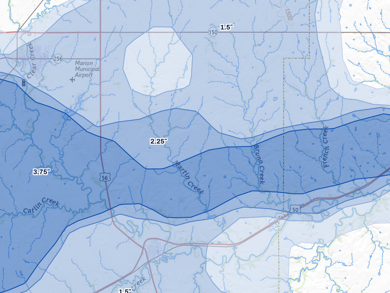 NEXRAD radar-signature map of the hail over Florence, KS