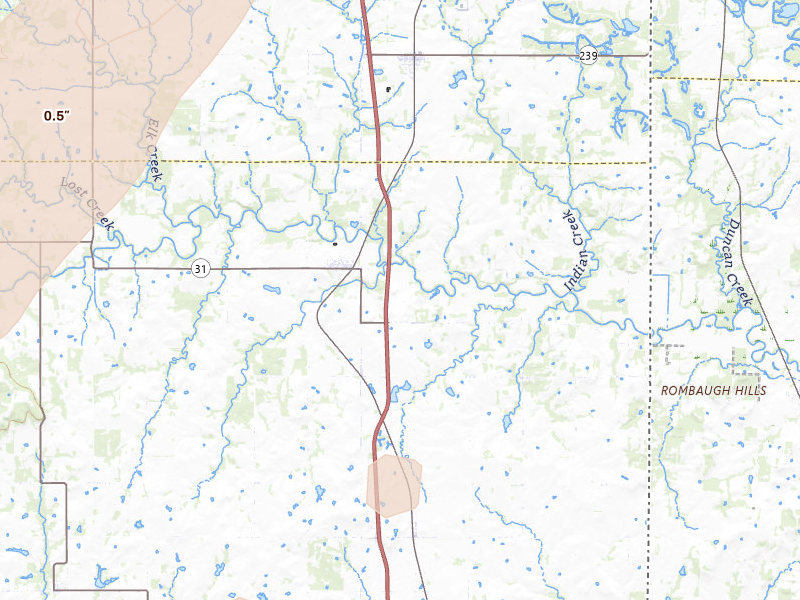 Radar-estimated hail-size map of the storm over Fort Scott, KS
