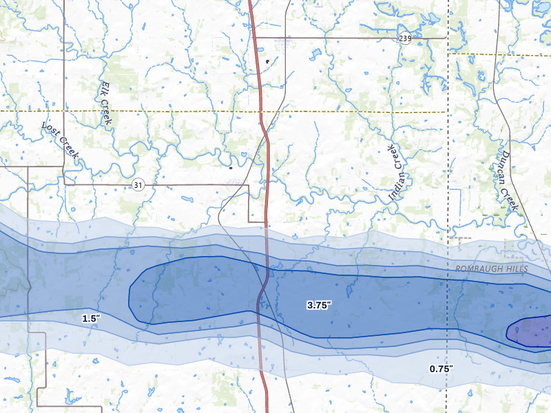 NEXRAD radar-signature map of the hail over Fort Scott, KS