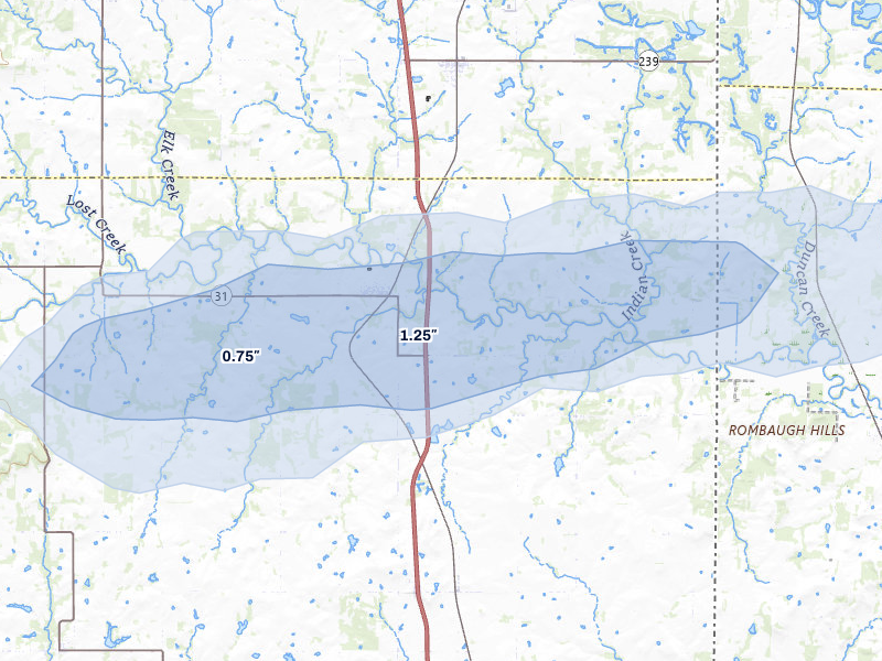 NEXRAD radar-signature map of the hail storm over Fort Scott, KS on May 8, 2026