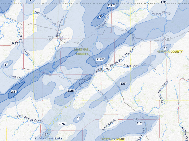 NEXRAD radar-signature map of the hail storm over Frankfort, KS on May 18, 2026