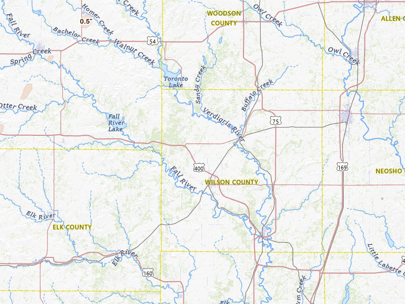 Radar-estimated hail-size map of the storm over Fredonia, KS on Mar 5, 2026