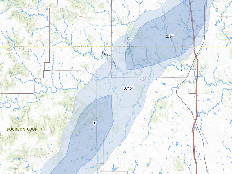 NEXRAD radar-signature map of the hail storm over Fulton, KS on Mar 6, 2026