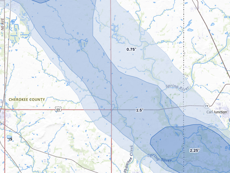 NEXRAD radar-signature map of the hail storm over Galena, KS on Jun 25, 2026