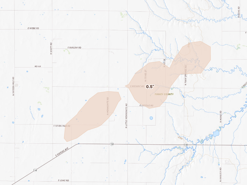 Radar-estimated hail-size map of the storm over Garden City, KS
