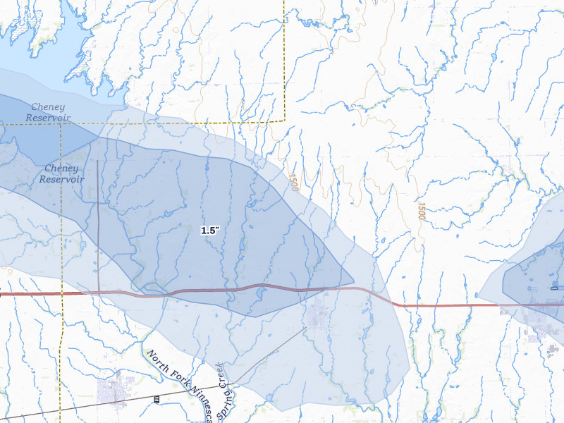 NEXRAD radar-signature map of the hail over Garden Plain, KS