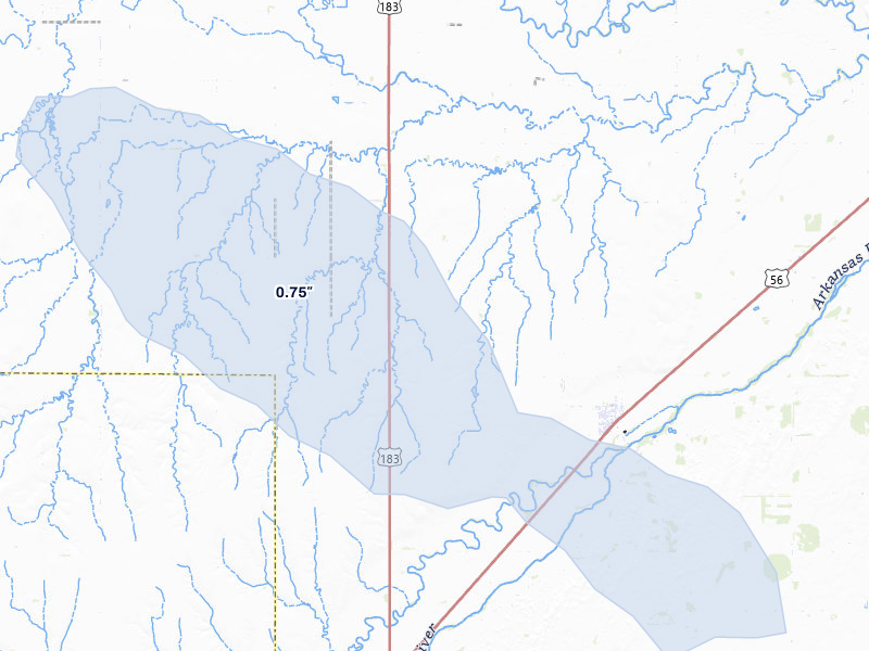 NEXRAD radar-signature map of the hail storm over Garfield, KS on Jul 30, 2026