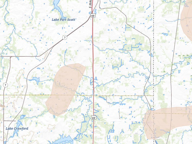 Radar-estimated hail-size map of the storm over Garland, KS on May 30, 2026