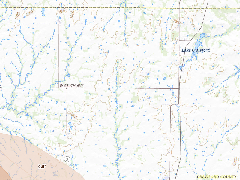 Radar-estimated hail-size map of the storm over Girard, KS