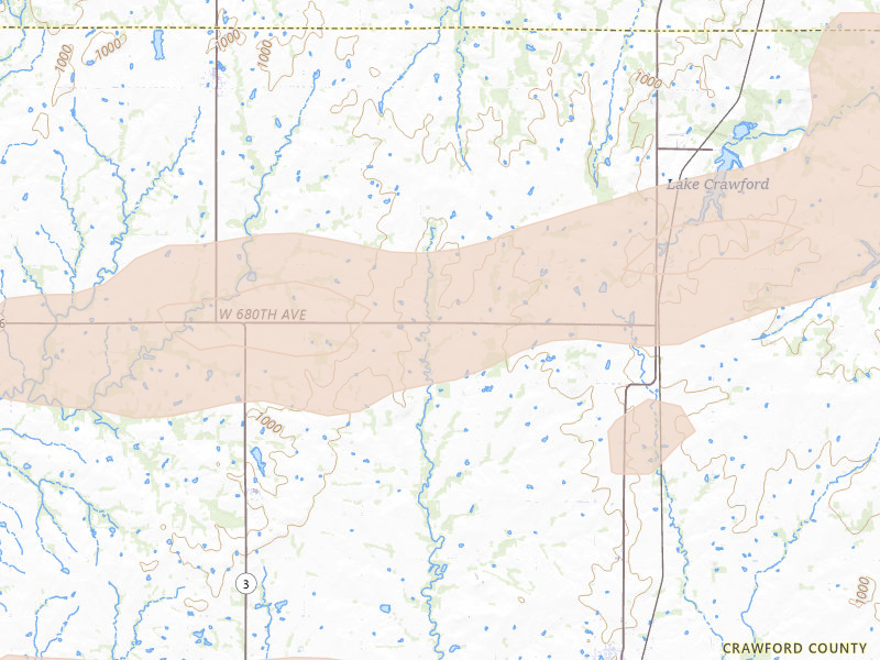 Radar-estimated hail-size map of the storm over Girard, KS on Jul 10, 2026