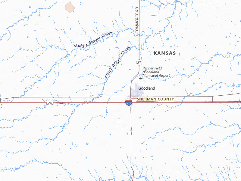 Radar-estimated hail-size map of the storm over Goodland, KS on May 29, 2026