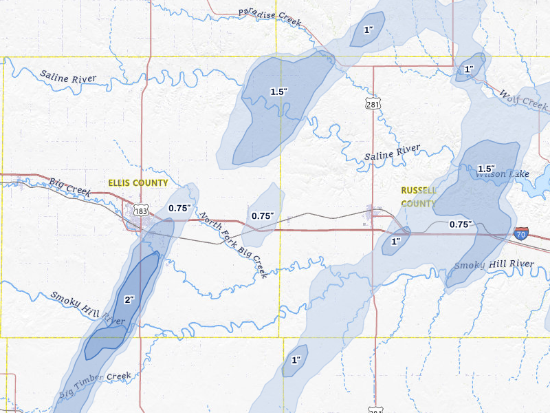 NEXRAD radar-signature map of the hail storm over Gorham, KS on May 29, 2026