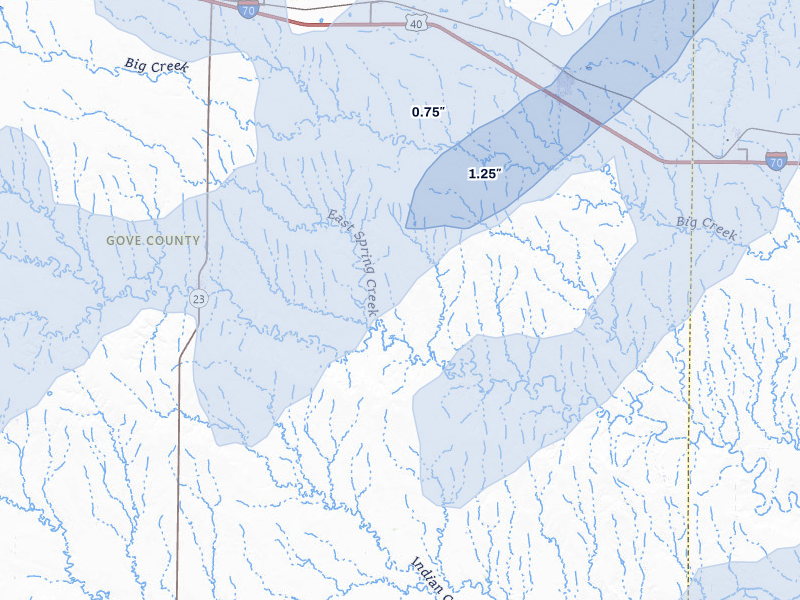 NEXRAD radar-signature map of the hail over Gove, KS