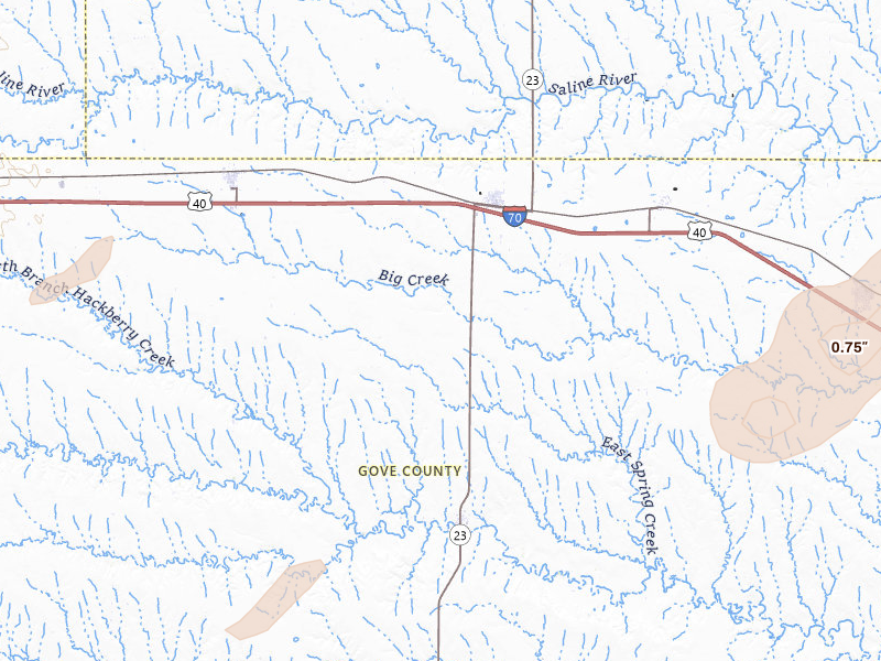 Radar-estimated hail-size map of the storm over Grainfield, KS on Apr 26, 2026