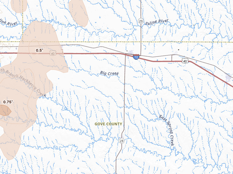 Radar-estimated hail-size map of the storm over Grainfield, KS on Jun 30, 2026
