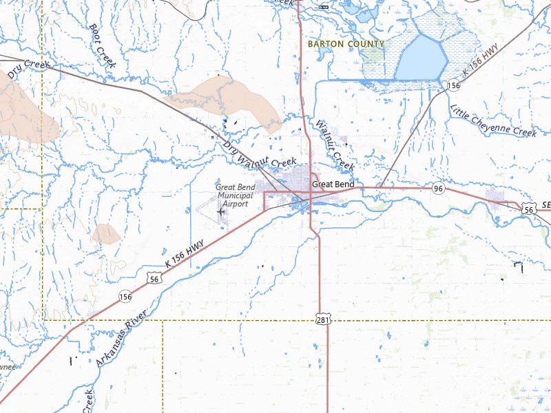 Radar-estimated hail-size map of the storm over Great Bend, KS on Jul 30, 2026