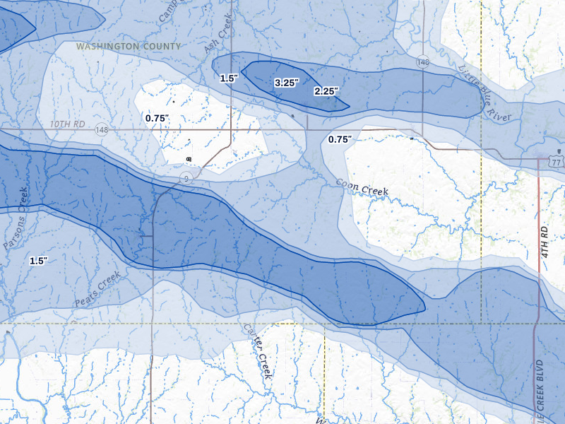 NEXRAD radar-signature map of the hail storm over Greenleaf, KS on Apr 9, 2026