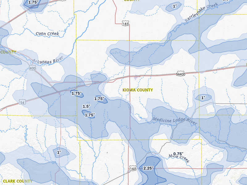 NEXRAD radar-signature map of the hail storm over Greensburg, KS on Jun 1, 2026