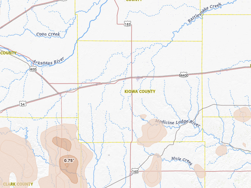 Radar-estimated hail-size map of the storm over Greensburg, KS