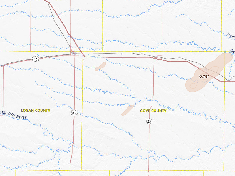 Radar-estimated hail-size map of the storm over Grinnell, KS on Apr 26, 2026