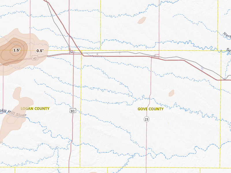 Radar-estimated hail-size map of the storm over Grinnell, KS on Jun 1, 2026