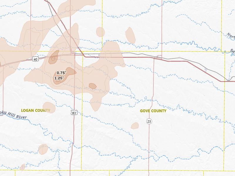 Radar-estimated hail-size map of the storm over Grinnell, KS on Jun 30, 2026