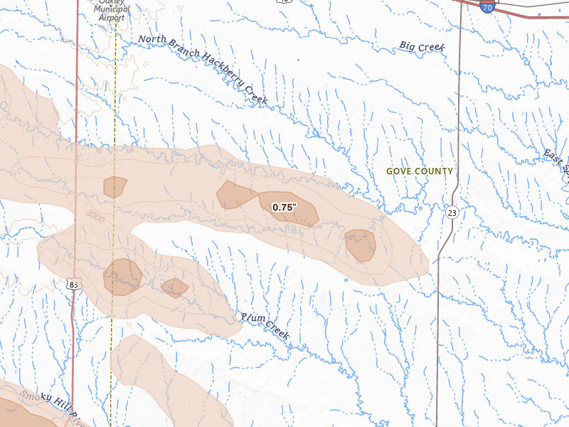 Radar-estimated hail-size map of the storm over Grinnell, KS on Aug 19, 2026