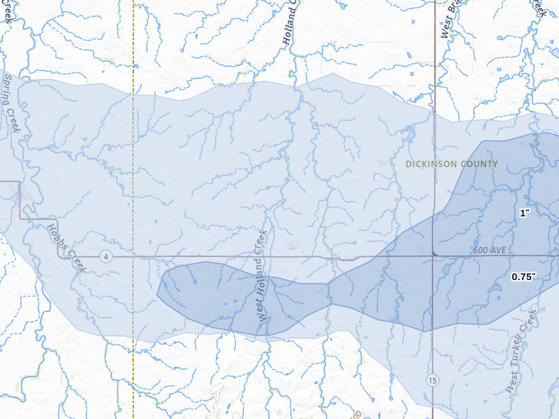 NEXRAD radar-signature map of the hail storm over Gypsum, KS on Apr 9, 2026